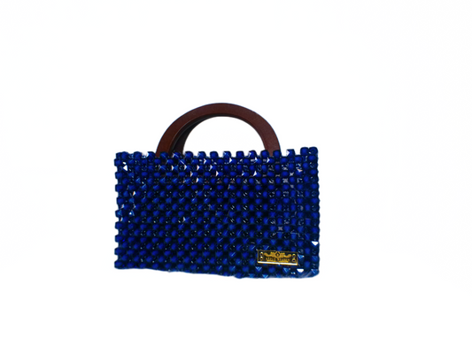 Blue Beaded Tote – Handcrafted Summer Handbag