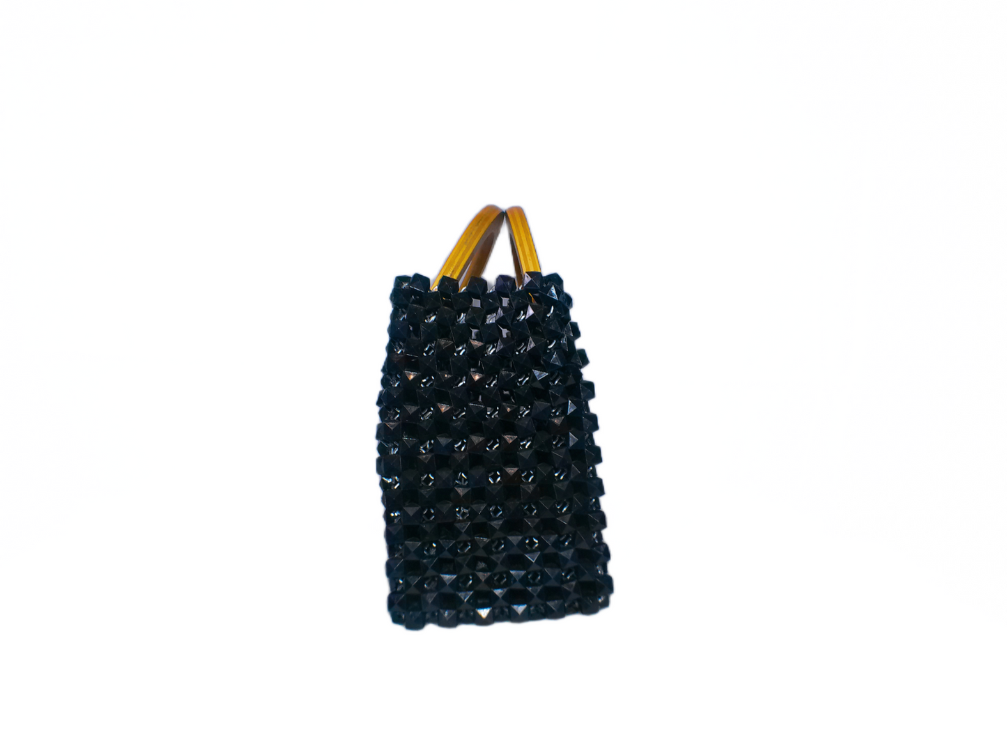 Black Beaded Tote Handbag