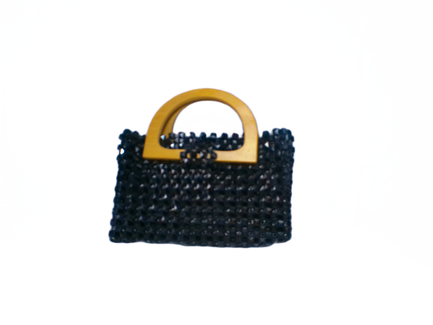 Black Beaded Tote Handbag