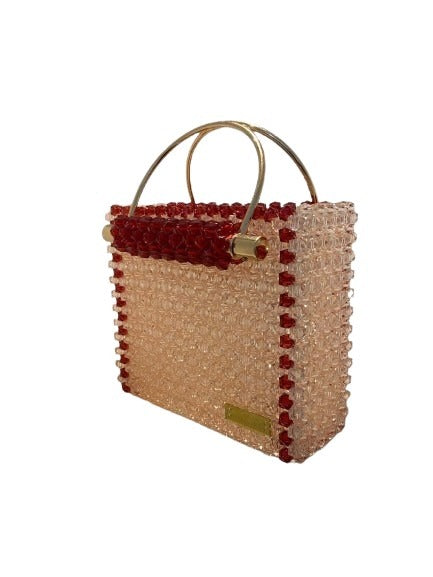 Pink and Rose Gold Beaded Handbag