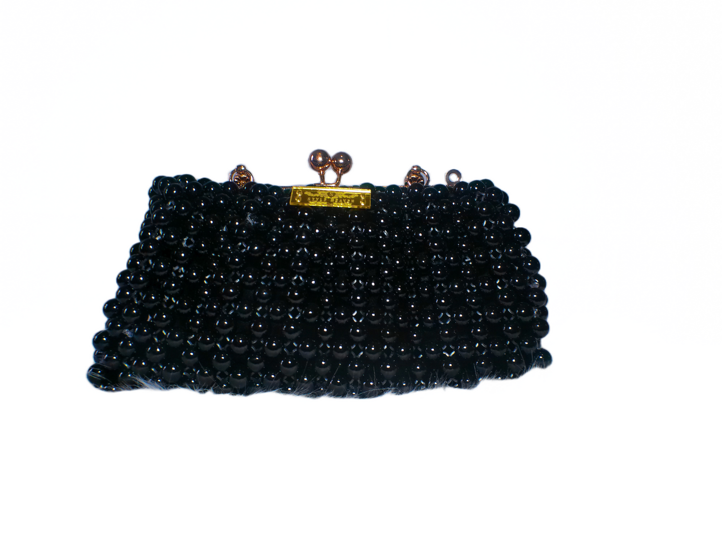 Black Beaded Clutch Handbag