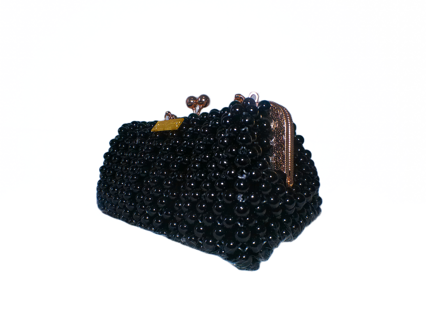 Black Beaded Clutch Handbag