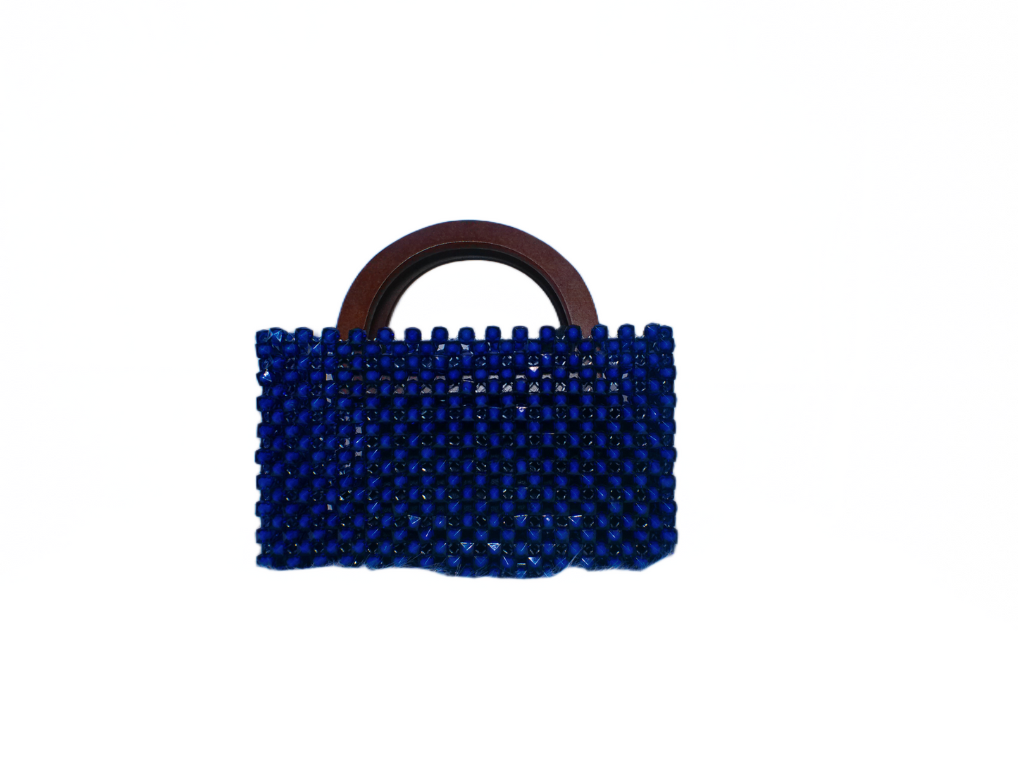 Blue Beaded Tote – Handcrafted Summer Handbag