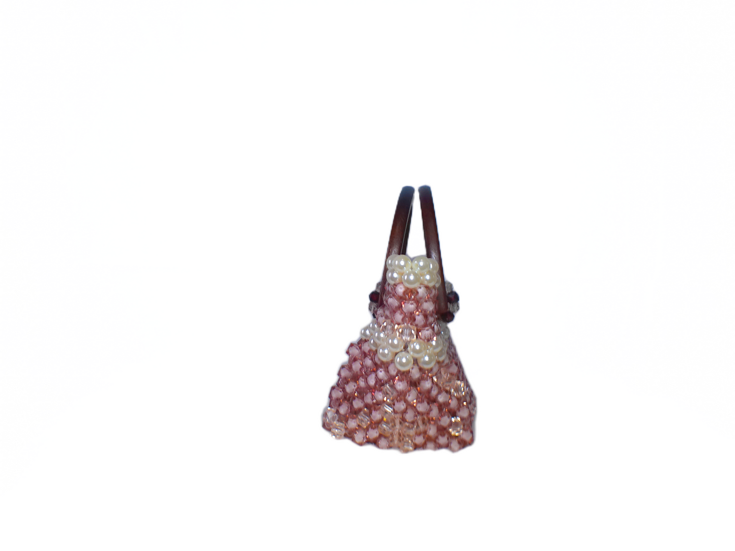 Brown Beaded Tote Handbag
