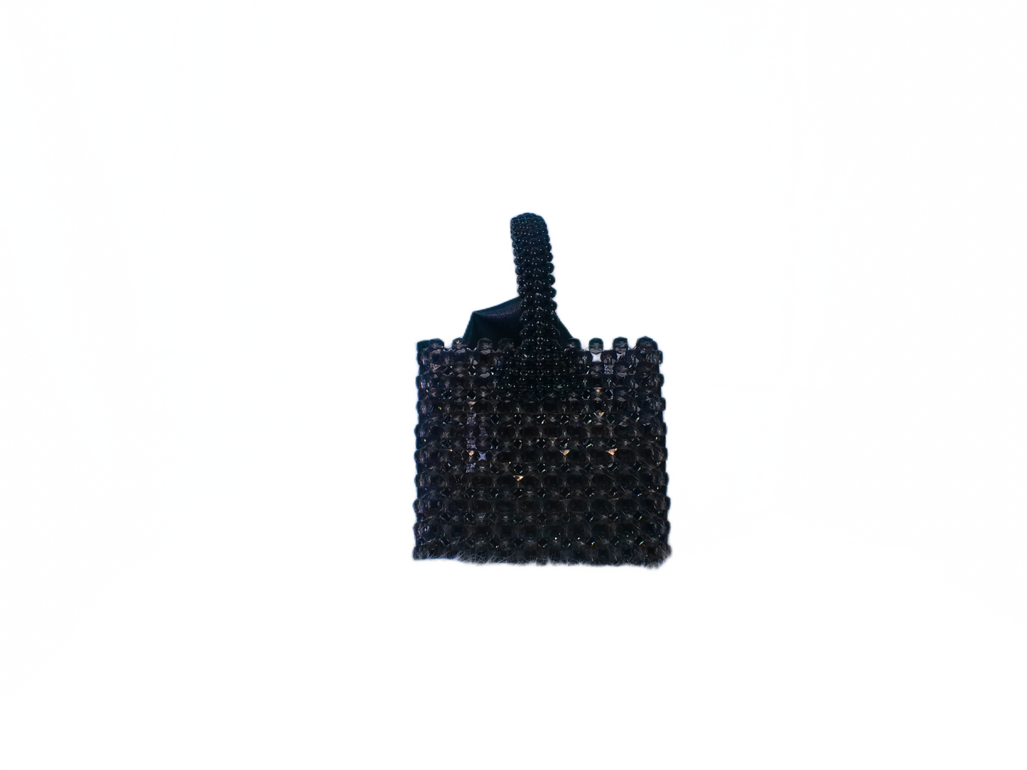 Black Beaded Tote Handbag